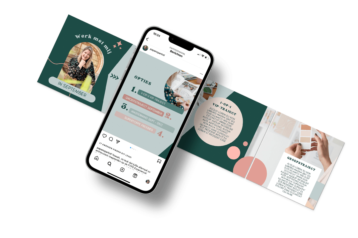 Voorbeeldfoto van de Canva template voor de Instagram carrousel